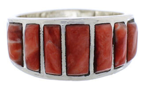 Jewelry Sterling Silver Red Oyster Ring Size 7-3/4 AX36736